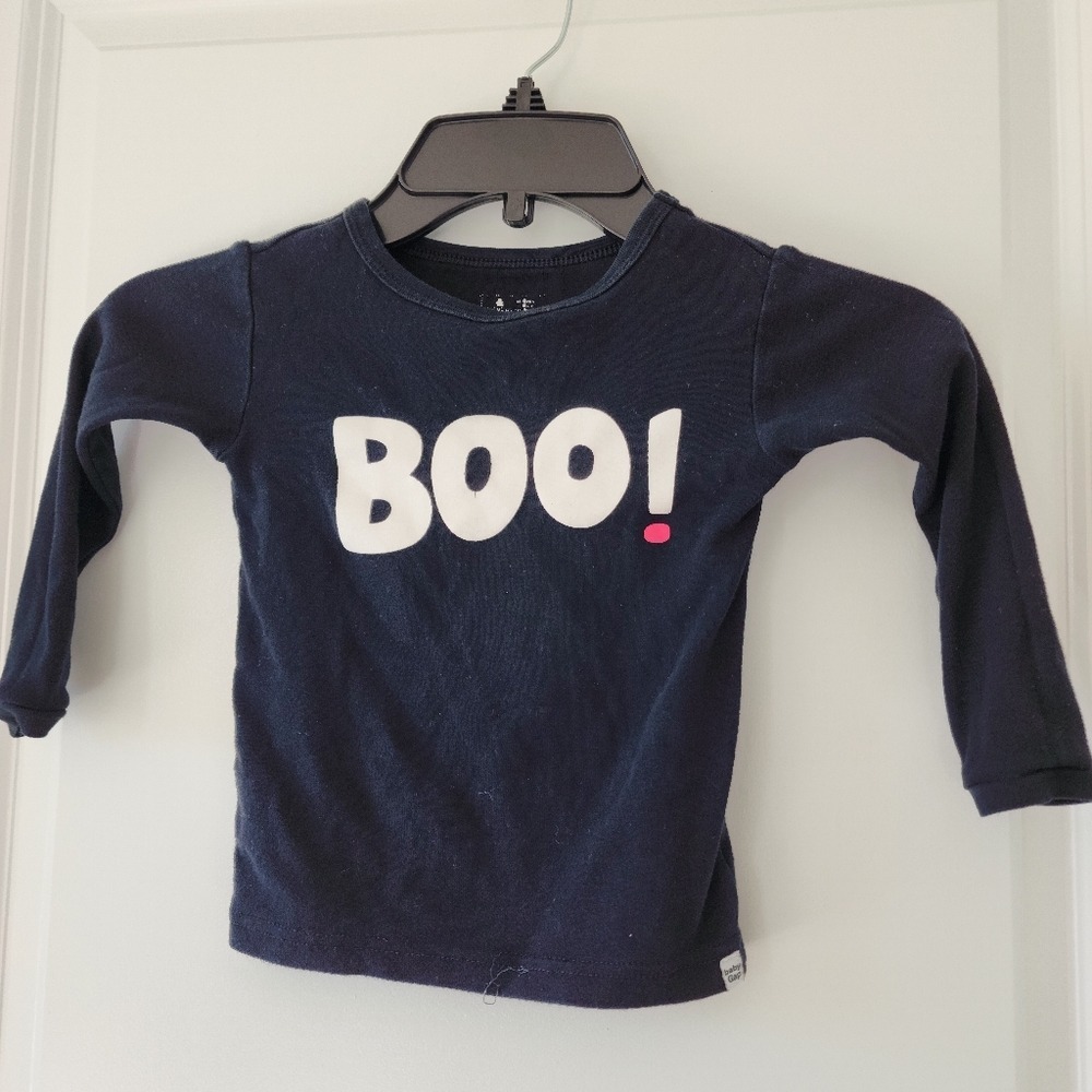 sz 2T Baby Gap Toddler Shirt Boo!‎ Graphic Halloween Black Top Fall Weekend